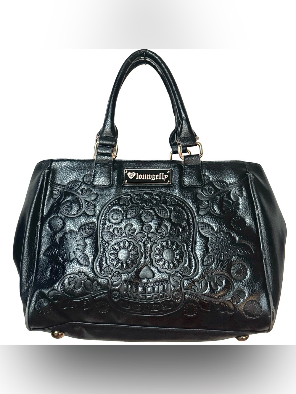Loungefly skull faux leather black purse